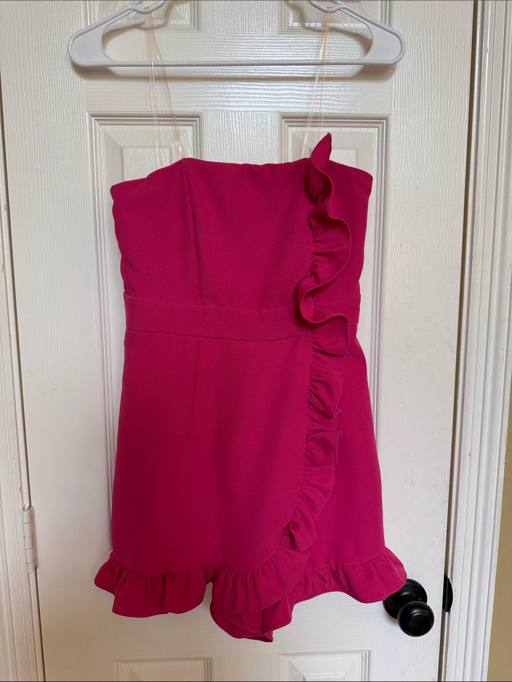 CUTE! DO+BE Girls' Ruffle Trim Hot Pink Romper